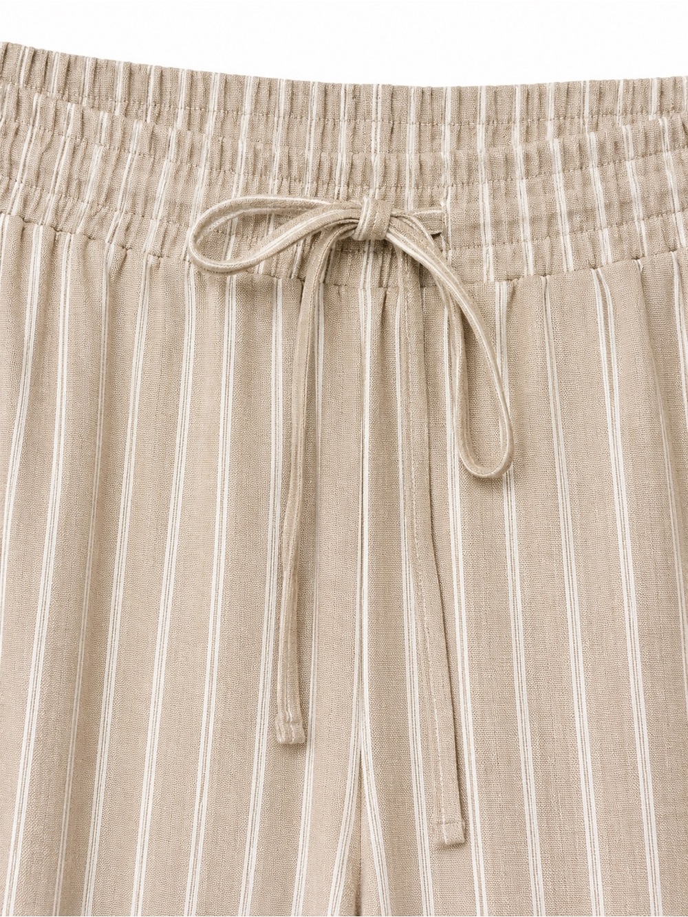 Briggs New York Linen Blend Wide Leg Pants XL Beige Stripe Drawstring Pull On - Picture 4 of 5
